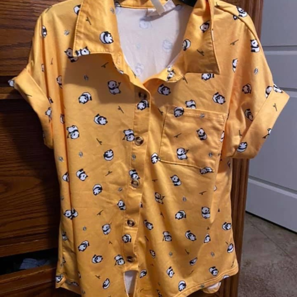 Panda button down shirt